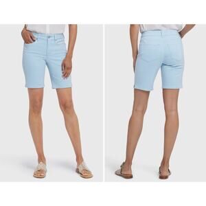 NYDJ Women’s 2 Ella Bermuda Shorts Light Blue Denim jean Chino Side Slit Zip NWT